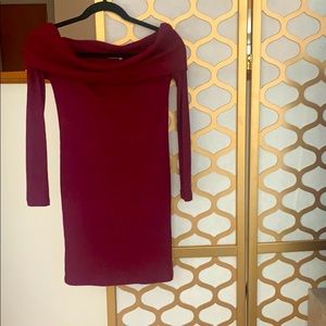 Red Off The Shoulder Sweater Dress